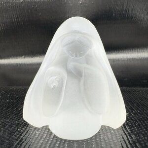 Vintage 1980s Resin Acrylic Clear Satin Frosted Madonna Virgin Mary Figurine VTG
